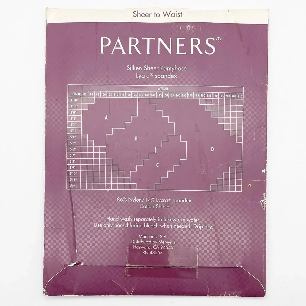 NWT Vintage Mervyns Partners Navy Silken Sheer to Waist Pantyhose Sandalfoot B